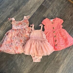 Adorable Pink and Floral Baby Dresses Set